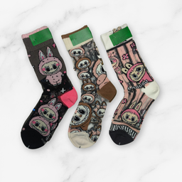 [10022] - 3 Pairs Women's High-Cotton High-Cut Crew Socks – Breathable, Soft & Everyday Comfort