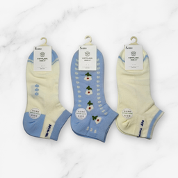 [10046] - 3 Pairs Women's Cotton Blend Low-Cut Ankle Socks – Breathable, Antibacterial & Everyday Comfort