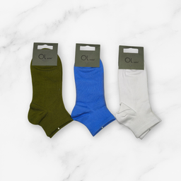 [10020] - 3 Pairs Men's Cotton Blend Crew Socks – Breathable, Minimal & Everyday Comfort 