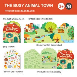 Mideer – Reusable Jelly Sticker Set – The Busy Animal Town – 38pcs
