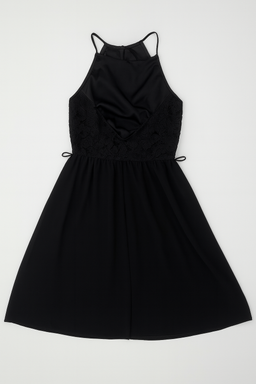 Vestido corto negro con encaje y tirantes finos - Size M