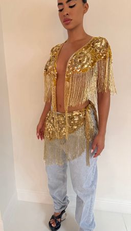 Golden Sequin Fringe 2 peace set Flextrade.shop