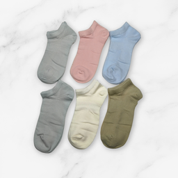 [10122] - 6 Pairs Women’s Cotton Blend Low-Cut Ankle Socks – Soft, Breathable & Everyday Comfort 