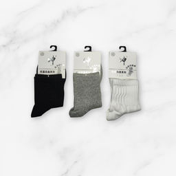 [10095] - 3 Pairs Men’s Cotton Blend High-Cut Crew Socks – Breathable & Everyday Comfort 