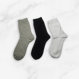 [10165] - 3 Pairs Men’s Cotton Blend High-Cut Crew Socks – Breathable, Cushioned & Sweat-Absorbing 
