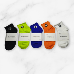 [10150] - 2 or 3 Pairs Unisex Cotton Blend Crew Socks – Breathable Alphabet/Shape Motifs 