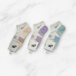 [10198] - 3 Pairs Women’s High-Cotton Low-Cut Ankle Socks – Breathable, Sweat-Absorbing & Trendy 