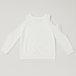 Blusa blanca con detalles de encaje y hombros descubiertos - Size L