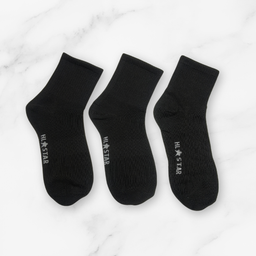 [10132] - 3 Pairs Women’s Cotton Blend High-Cut Crew Socks – Soft, Breathable & Minimal 