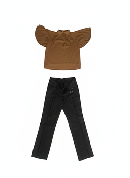 Pantalón negro formal con detalle de botones frontal - S