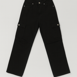 Pantalón cargo negro con bolsillos laterales y botones metálicos - Size 5/27