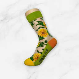 [10029] - 2 Pairs WoMen's High-Cotton High-Cut Crew Socks – Breathable, Cat/Floral Patterns & Everyday Comfort 