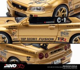 INNO MODEL 1/64 SKYLINE GT-R (R34) TOP SECRET THAILAND - GOLD TASKL25 EVENT EDITION