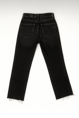 Jeans negro corte recto con bajo deshilachado - Size 32 EUR