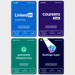 LinkedIn Learning + Coursera Plus + grammarly + Duolingo Plus