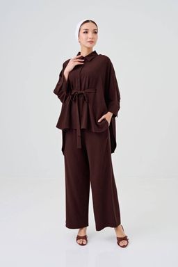 (Pre-order) She Dazzle Lea Caftan Pants set - Deep Mahogany