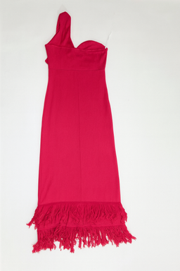 Vestido rosa con flecos y tirante asimétrico - Size M