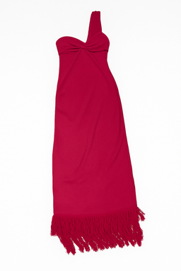 Vestido rosa con flecos y tirante asimétrico - Size M