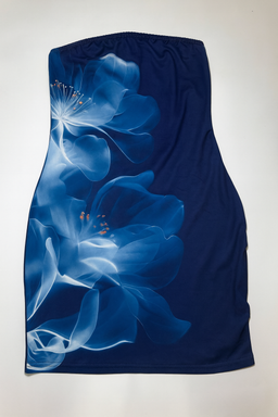 Vestido strapless azul con flores luminosas - Size M