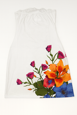 Vestido strapless blanco floral - Size M