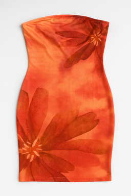 Vestido strapless naranja floral - Size M