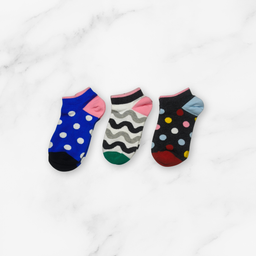[10208] - 3 Pairs Women’s Low-Cut Cotton Socks – Casual, Breathable & Trendy 