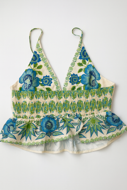 Top floral corte en V con volante - Size M