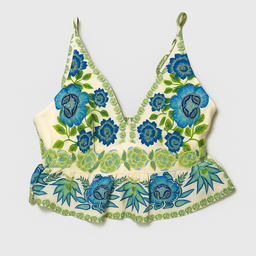 Top floral corte en V con volante - Size M