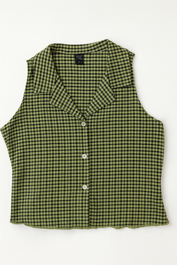Top Verde a Cuadros Sin Mangas - Size M