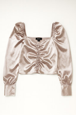 Blusa satinada champán con frunces Forever21 - Size M