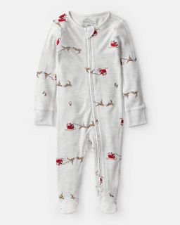 Baby Santa Print PurelySoft Long-Sleeve Snug Fit 1-Piece Pajamas