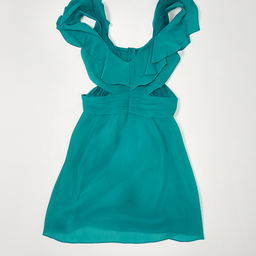 Vestido corto verde esmeralda con volantes - Size M