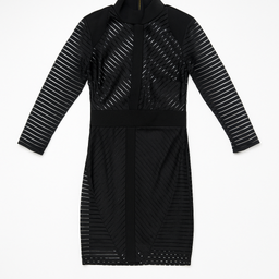 Vestido negro con transparencias y mangas largas - Size M