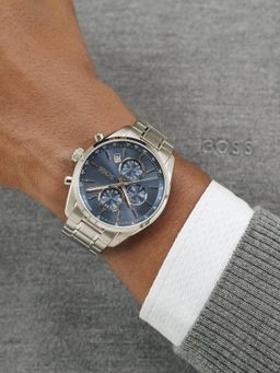 BOSS 1514226 Men's Grand Prix 44 Chronograph Bracelet Strap Watch, Blue