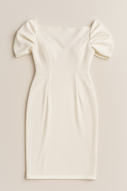 Vestido blanco con mangas estructuradas y escote en V - Size M