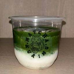 Geisha blossom tea cold foam matcha latte 