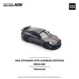 POP RACE MODEL 1/64 PORSCHE 992 STINGER GTR CARBON EDITION - RED LINE