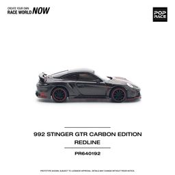 POP RACE MODEL 1/64 PORSCHE 992 STINGER GTR CARBON EDITION - RED LINE
