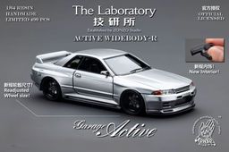 THE LABORATORY MODEL 1/64 SKYLINE R32 WIDEBODY GARAGE ACTIVE - TITANIUM SILVER