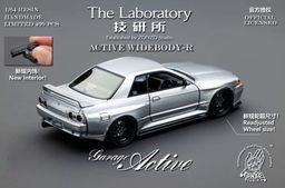 THE LABORATORY MODEL 1/64 SKYLINE R32 WIDEBODY GARAGE ACTIVE - TITANIUM SILVER