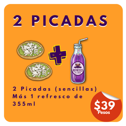 Picadas sencillas (2 + 1 refresco 355ml) 