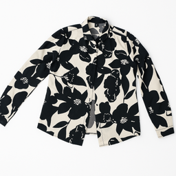 Camisa blanca con estampado floral negro - Size M