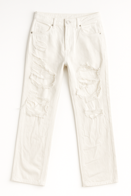 Jeans blanco con roturas estilo casual - Size M