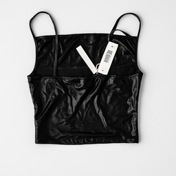 Top negro de tirantes en tela tipo cuero - Size 14