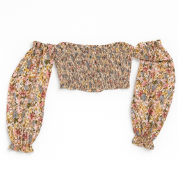 Blusa floral estilo campesina con hombros descubiertos - Size M