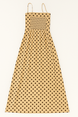 Vestido largo beige con puntos negros - Size S