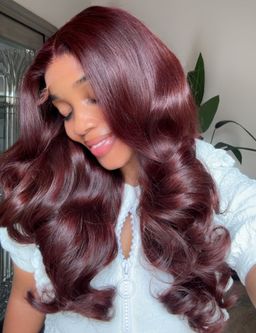 24” burgundy wavy unit blend
