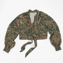 Blusa estampada verde con lazo frontal - Size XL