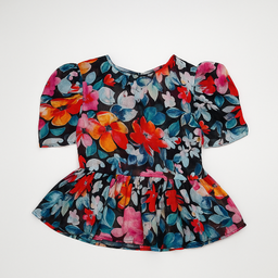 Blusa floral multicolor con vuelo Zara - Size L