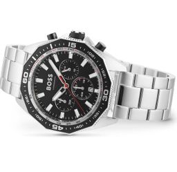 Hugo Boss Energy Chronograph Black Dial Silver Steel Strap Watch For Men - 1513971